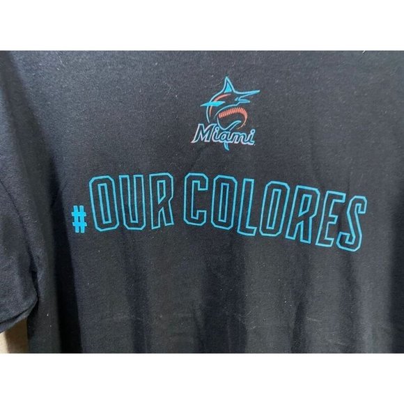 Miami Marlins Our Colores Shirt Adult Large Black Short Sleeve Pullover Tee Mens - Picture 4 of 9